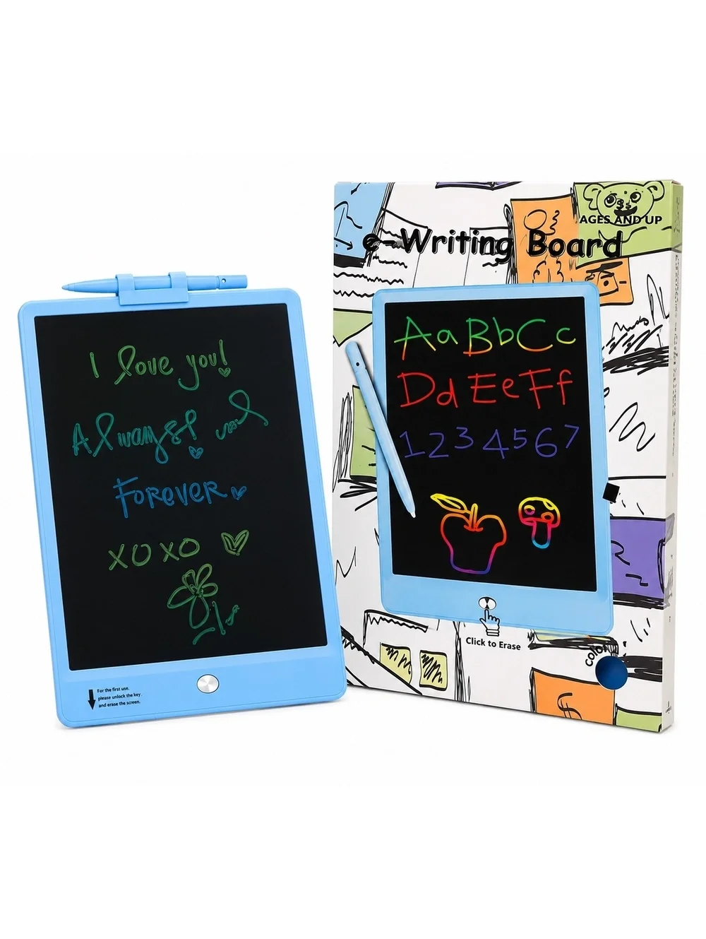 Writing Tablet 8.5” Color Drawing Board Reusable Kids Learning Pad with Stylus
